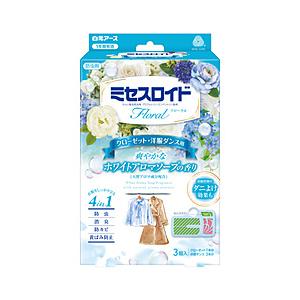 白元 ミセスロイドフローラル クローゼット・洋服ダンス用 3個入 1年防虫 ホワイトアロマソープの香...
