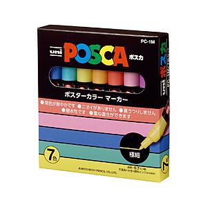 三菱えんぴつ 水性ペン 極細 7色セット POSKA(ポスカ)  PC1M7C