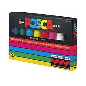 三菱えんぴつ ［サインペン］ ポスカ （水性顔料・太字角芯） 8色セット PC8K8C