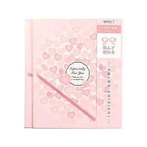 デザインフィル カラー色紙　三つ折り　リボン　ハート柄