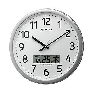 リズム時計 電波掛け時計 「プログラムカレンダー01SR」 4FNA01SR19