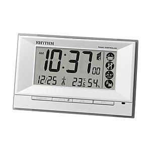 リズム時計 RHYTHM　電波目覚まし時計 温湿度計付　「フィットウェーブD207　白」　8RZ20...
