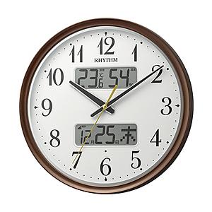 リズム時計 CITIZEN　電波掛時計　 暗所自動ライト点灯　温度・湿度表示付　「フィットウェーブリ...