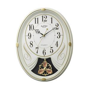 リズム時計 アミューズメント電波時計 スモールワールドリリィN」 アイボリー 4MN554RH10 ...