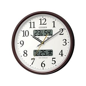 シチズン 掛け時計 電波時計 温湿度計付き  茶メタリック色 8FYA06-006 ［電波自動受信機...