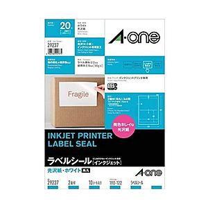 エーワン 29237　（インクジェットプリンタラベル/光沢紙ラベル/A4サイズ/2面/10シート） ...