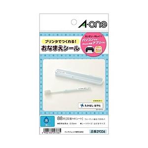 エーワン 29336　はがきサイズのプリンタラベル（お名前シール 22面 水に強い光沢白無地フィルム...