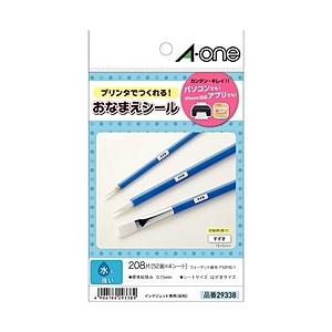 エーワン 29338　はがきサイズのプリンタラベル（お名前シール 52面 水に強い光沢白無地フィルム...