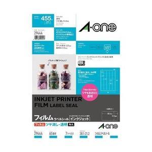 エーワン ラベルシール ツヤ消シフィルム・透明[インクジェット用](A4サイズ・7シート・455片)...