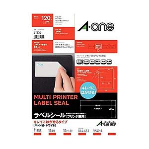 エーワン 31255 (マルチプリンタラベル キレイにはがせるタイプ A4判 12面 表示用/10シ...