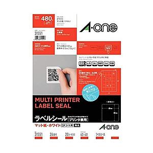 エーワン 31551 （マルチプリンタラベル/QRコード用/A4判 24面 正方形サイズ）