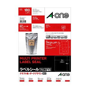 エーワン 〔各種プリンタ〕ラベルシール クラフト紙 0.13mm  ダークブラウン 31755 ［A...