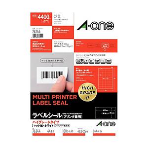 エーワン ラベルシール［プリンタ兼用］マット（A4サイズ・44面（4列×11段）・100シート（44...