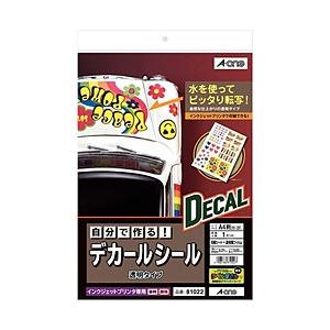 エーワン 自分で作るデカールシール[インクジェットプリンタ用]　（透明/A4）　81022