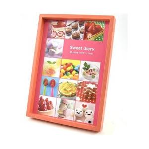 キング 木目調カラーフレーム 2L はがきサイズ対応（ピンク）　JWC-2L-PK 【864】