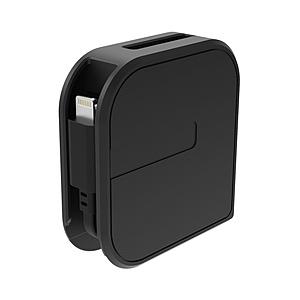 カシムラ USB充電＆同期ケーブル 片引きリール 80cm LN BK