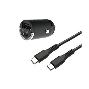 カシムラ DC-PD20W USB 2ポート QC3 自動判定 コンパクト  C-Cケーブル付   ...