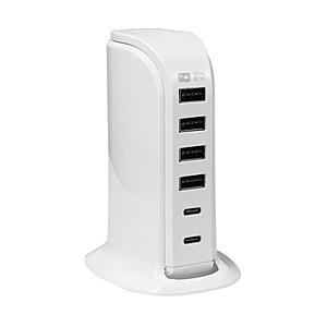 カシムラ AC充電器　USB×6ポート　リバーシブルUSB-A  ホワイト AC-044 ［6ポート...