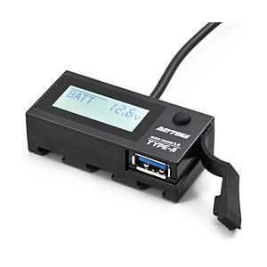 デイトナ USB電源 ＆ 電圧計 USB QC3.0対応 18W iPhone/Android対応 イープラスチャージャー   16077