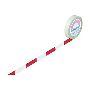 日本緑十字 緑十字　ガードテープ（ラインテープ）　白／赤（トラ柄）　２５ｍｍ幅×１００ｍ