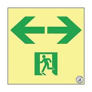 日本緑十字 緑十字　高輝度蓄光避難誘導ステッカー標識　非常口⇔　１２０×１２０　Ａ級認定品