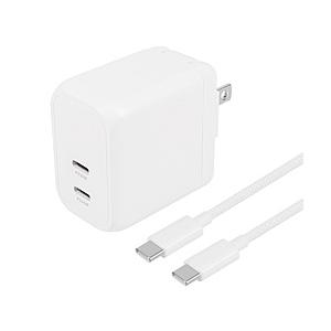 AC充電器 USB Type-Cケーブル付属 USB Type-C×2 最大PD45W出力 GaN採...