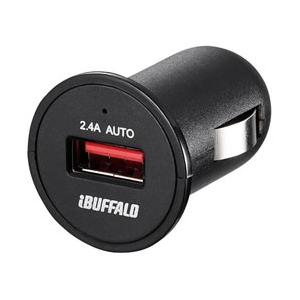 BUFFALO(バッファロー) 2.4A シガーソケット用USB急速充電器 AUTO POWER SELECT機能搭載 1ポートタイプ （ブラック）　BSMPS2401P1BK 【864】