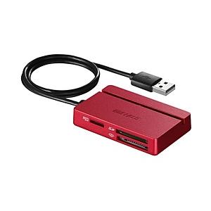 BUFFALO(バッファロー) USB2.0 マルチカードリーダー／ライター　レッド　BSCR100...