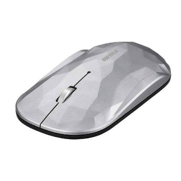 BUFFALO(バッファロー) 薄型 3ボタン 無線 BlueLEDマウス ジオメトリー シルバー ...