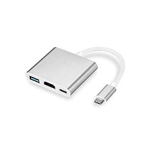 トーホー 映像変換アダプタ [USB-C オス→メス HDMI /USB-A＋USB-Cメス(給電用...