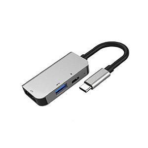 トーホー 映像変換アダプタ [USB-C オス→メス HDMI /USB-A＋USB-Cメス(給電用...