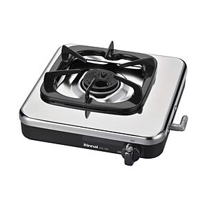 リンナイ ガス1口コンロ ステンレス天板  ブラック RTE-10C- ［プロパンガス］