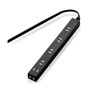 ELECOM(エレコム) ほこり防止シャッター付きスリム電源タップ（幅広・2ピン式・6個口・ブラック...