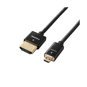 ELECOM(エレコム) CAC-HD14SSU15BK　スーパースリムイーサネット対応HDMIケーブル（HDMI タイプA-HDMI micro タイプD/1.5m） 【864】｜y-sofmap