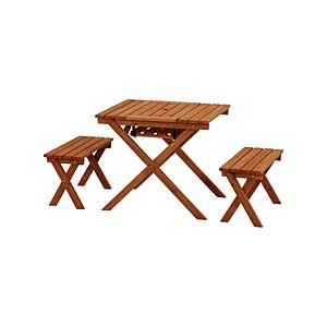 不二貿易 杉材BBQテーブル＆ベンチセット ミニ コンロスペース付