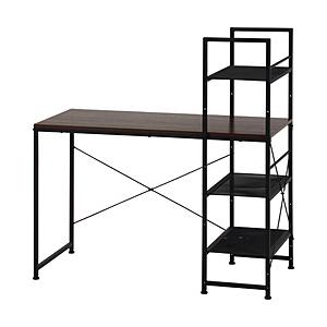 不二貿易 左右組み換えラック付きデスク ルカ BR  ブラウン 73611