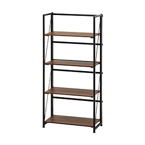 不二貿易 折りたたみシェルフ アロン4段 [W610ｘD310ｘH1250mm]  ブラウン 736...