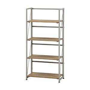 不二貿易 折りたたみシェルフ アロン4段 [W610ｘD310ｘH1250mm]  ナチュラル 73...