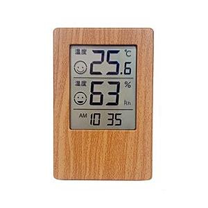 クレセル CR-2700J 木目調 時計付きデジタル温湿度計 Grain
