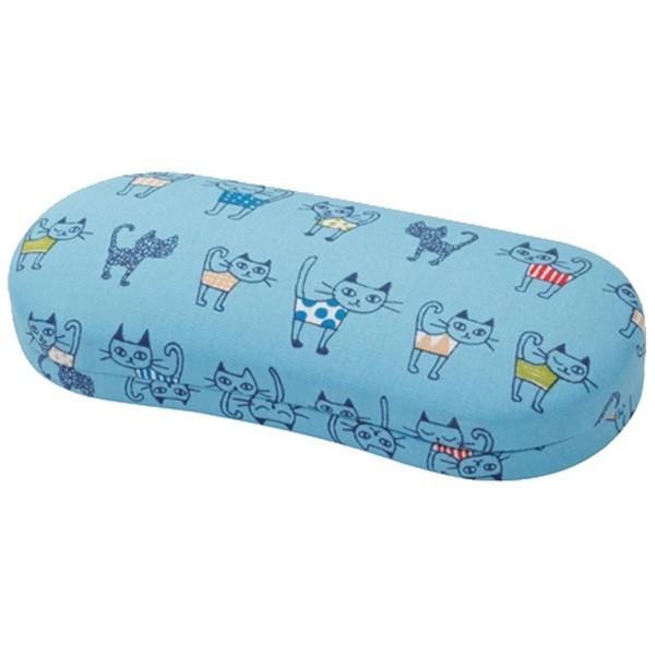 パール ハード メガネケース（ネコ ブルー）JT-73
