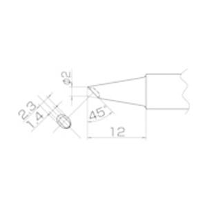 白光 こて先　2BC型　溝付　はんだメッキ　1mm　T20BCM2