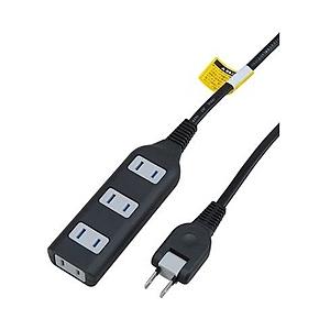 ヤザワ 耐トラ付延長コード （4個口・1m）　Y02S401-BK ブラック