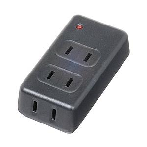 ヤザワ 雷サージ付フロントタップ 3個口 黒 Y02FUK300BK