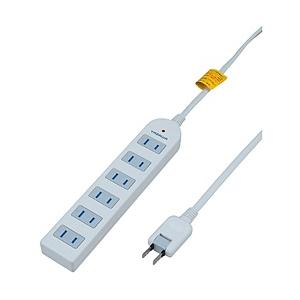 ヤザワ 雷サージ付延長コード・タップ 6個口 2m 白 Y02KS602WH