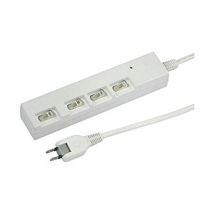 ヤザワ 横差し 節電タップ  白 YZYBKS442W ［2.0m /4個口 /スイッチ付き（個別）...