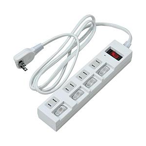 ヤザワ 節電タップ  白 YZBKS452W ［2.0m /4個口 /スイッチ付き（一括・個別混合）...