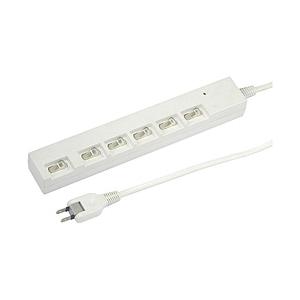 ヤザワ 横差し 節電タップ  白 YZYBKS662W ［2.0m /6個口 /スイッチ付き（個別）...
