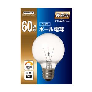 ヤザワ ボール電球60W形クリア 長寿命 φ70　GC100/110V57W70LYZ　口金E26 ...