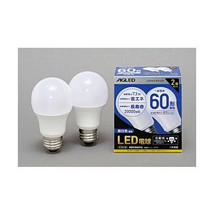 AGLED LED電球（一般電球形［広配光タイプ］・全光束810lm／昼白色相当・口金E26／2個入）   LDA7NG6T6E2P ［E26 /一般電球形 /60W相当 /昼白色］｜y-sofmap