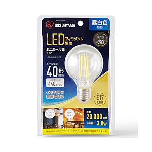 アイリスオーヤマ LEDフィラメント電球 ミニボール球タイプ LDG4N-G-E17-FC [E17...